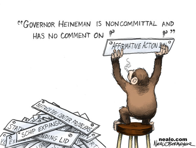 governor dave heineman affirmative action ban smoking monkey