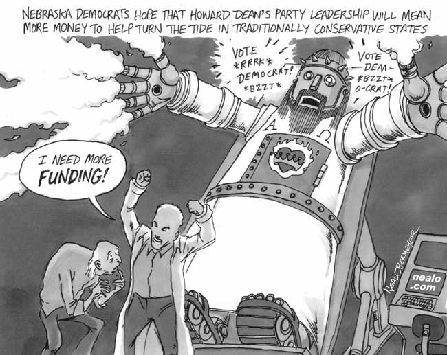 Howard Dean Democratic Party money funding jesus robot fire